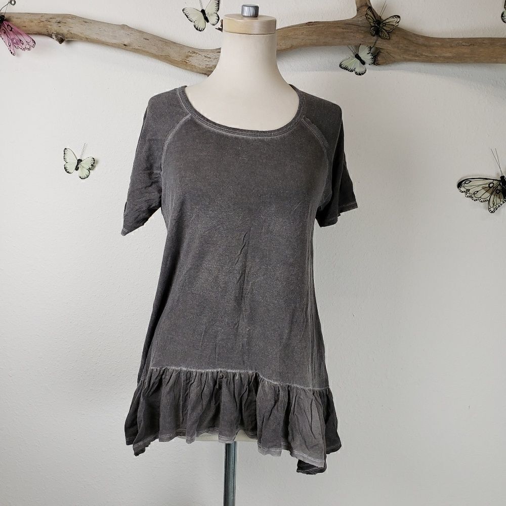 Danielle distressed wash black drop waist tee